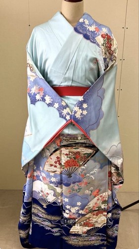 Light blue furisode - blue,